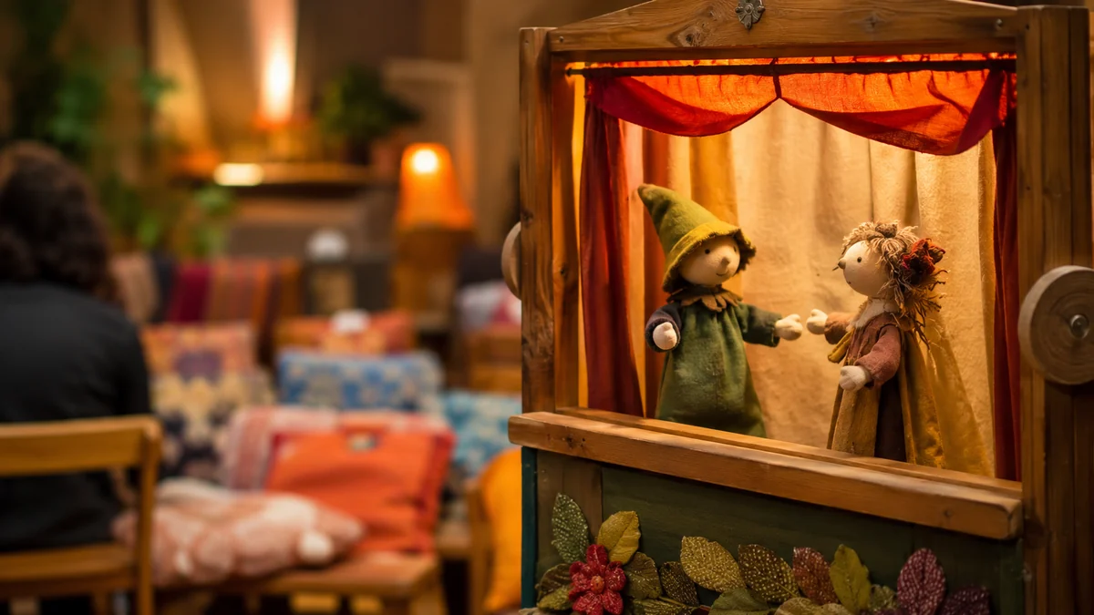 Symbolisches Event-Visual für kids stage story: Puppentheater / Kinderbühne.
